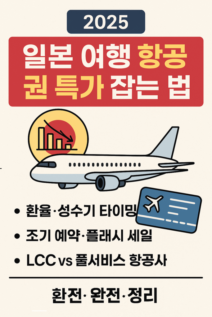 2025 일본 여행 환율과 항공권 특가 정보를 한눈에 정리한 인포그래픽