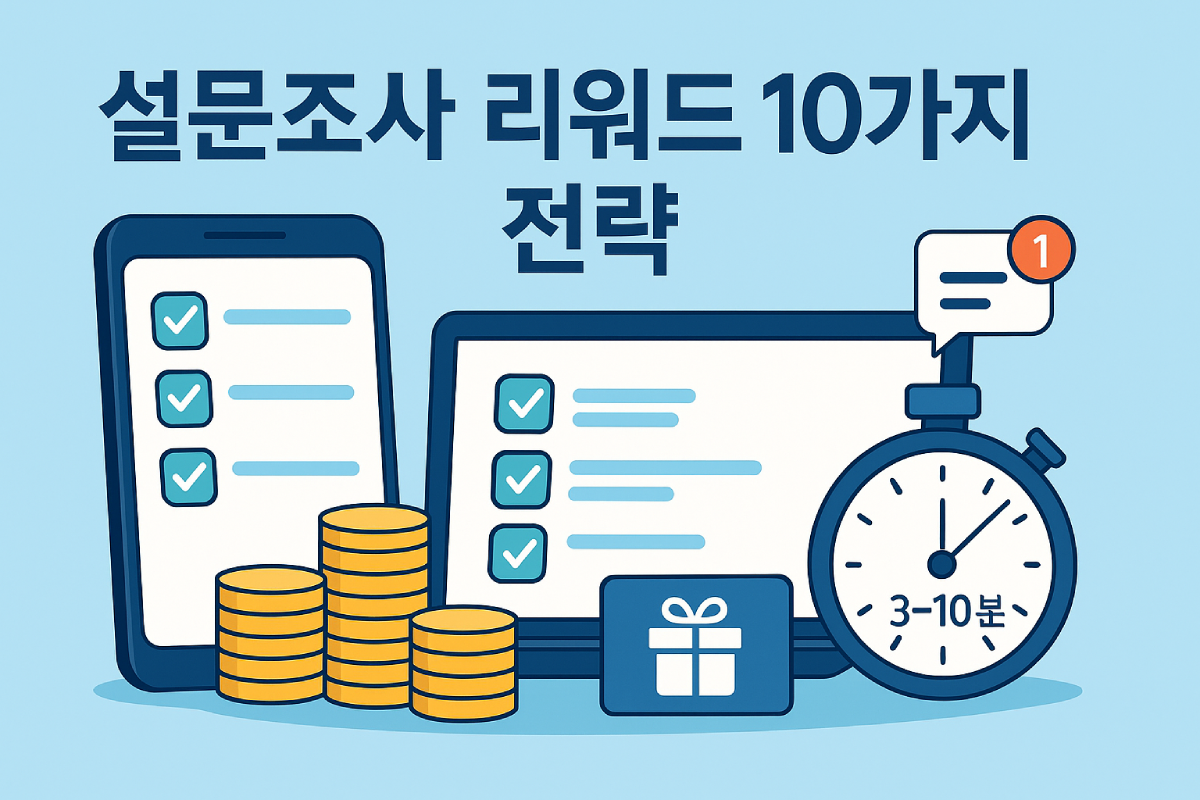 설문조사 리워드 – 3~10분 짧은 설문으로 적립하는 10가지 전략(프로필 최적화, 알림 세팅, 품질점수 관리, 고단가 오퍼 확보 가이드)