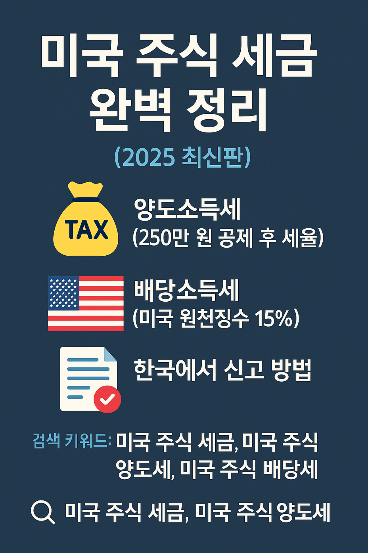 미국 주식 세금 완벽 정리 – 양도소득세, 배당소득세, 신고 방법 총정리