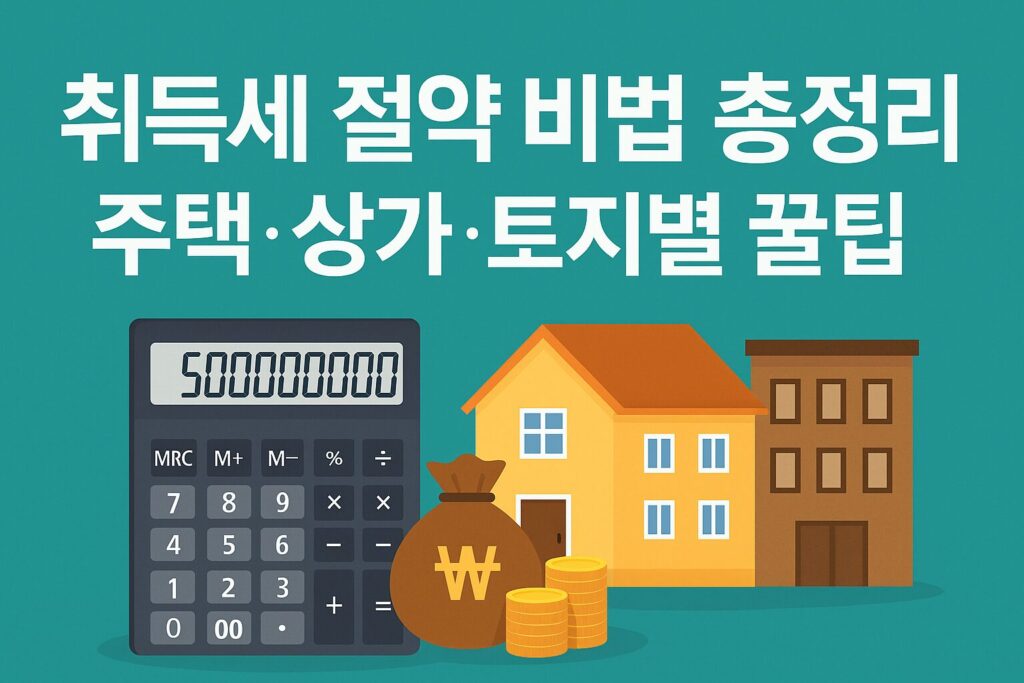 취득세 절약 비법 총정리 – 주택·상가·토지별 꿀팁
