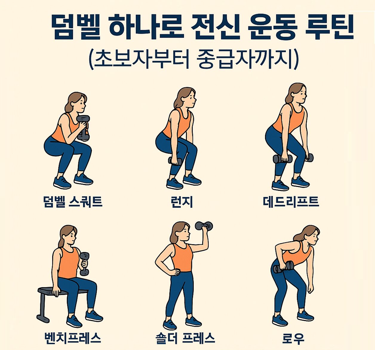 덤벨 하나로 가능한 전신 운동 루틴 – 초보자와 중급자를 위한 홈트레이닝 가이드