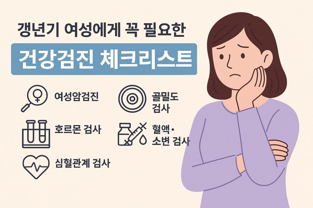 갱년기 여성 건강검진 체크리스트 – 필수 검사와 예방 가이드