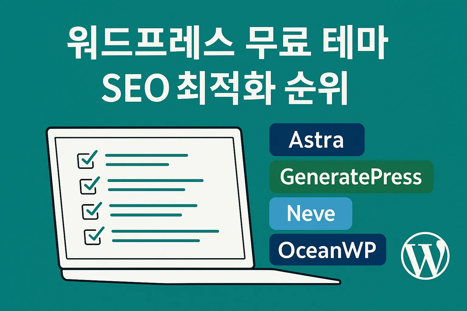워드프레스 무료 테마 SEO 최적화 비교 – Astra, GeneratePress, Neve, OceanWP, Zakra 성능 리뷰