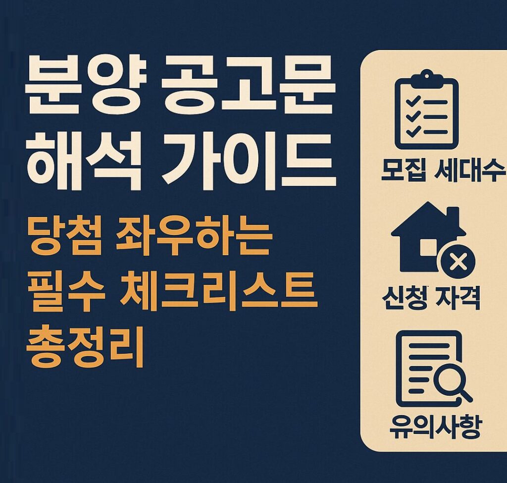 분양 공고문 해석 가이드 – 청약 당첨을 좌우하는 필수 체크리스트