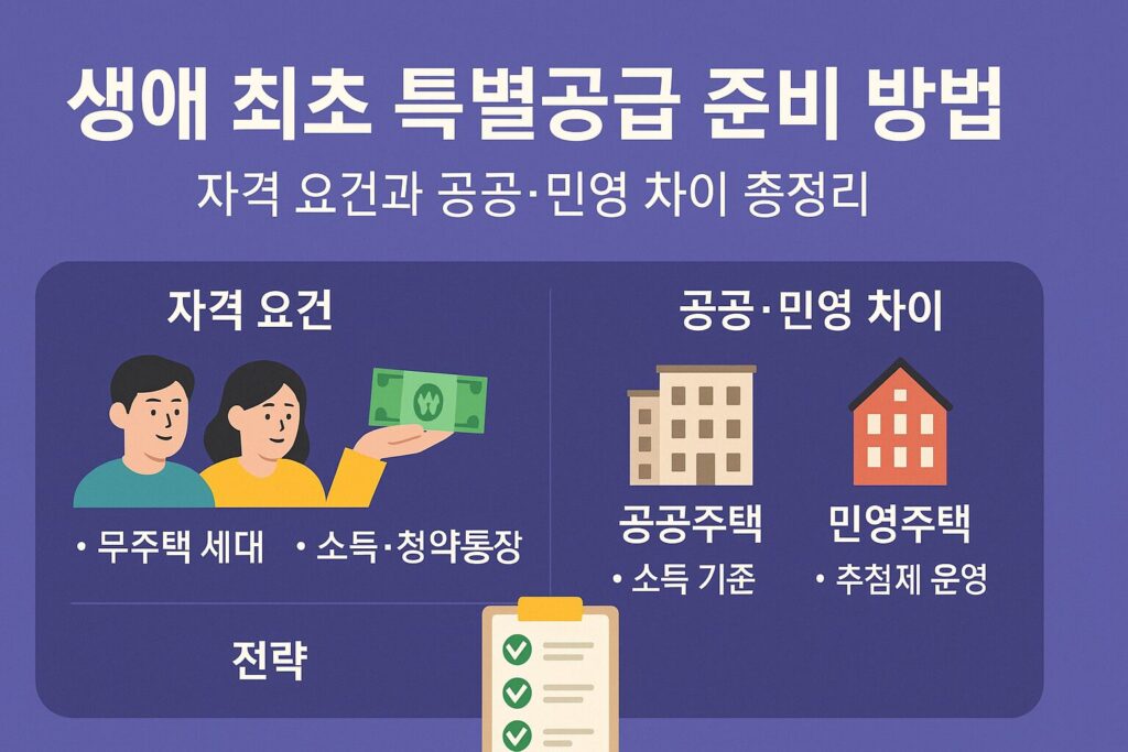 생애 최초 특별공급 준비 방법 – 자격 요건과 공공·민영 차이 총정리