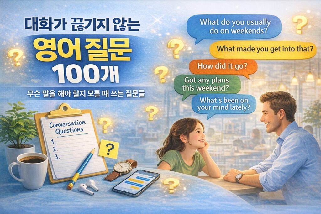 대화가 끊기지 않는 영어 질문 100개 – 원어민이 자주 쓰는 자연스러운 질문 표현 모음